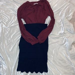 Ted Baker Navy Blue Pencil Skirt